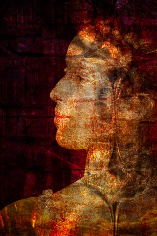 Donna Miriam III | 2019 | vielschichtiges Fotoportrait/-collage auf Hahnemühle FineArt Baryta | 30x45 cm